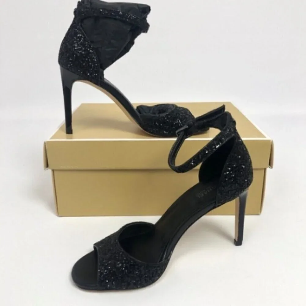 Michael Kors Womens Shelly Flex Dress Sandals Black Glitter 5M
